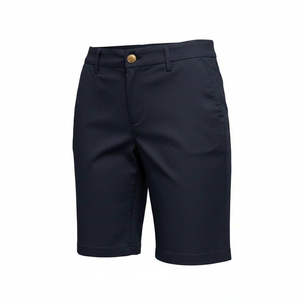 Tory Burch Bermuda Shorts Women 8 Navy Blue Cotton Chino Preppy Logo Button